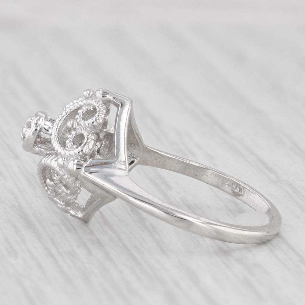 Light Gray Diamond Filigree Ring 10k White Gold Size 4.75 Solitaire Engagement Style