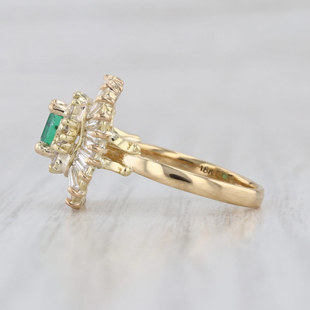 2ctw Emerald Diamond Halo Ring 18k Yellow Gold Size 6.5 Engagement