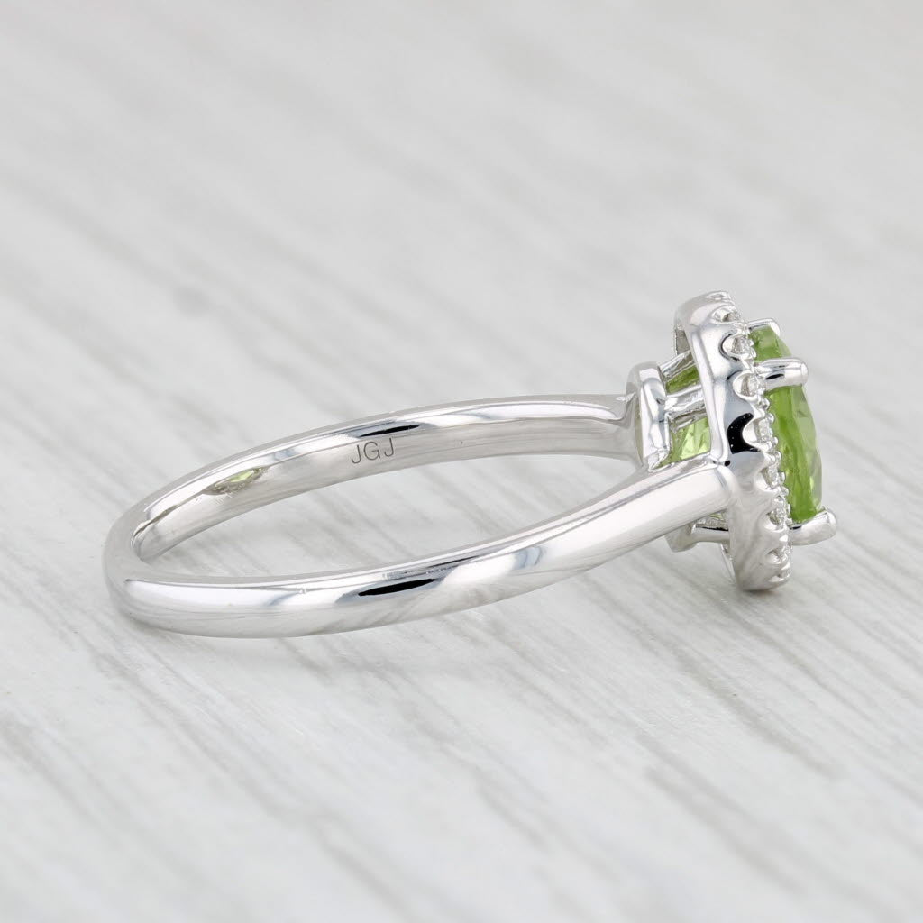 Light Gray New 1.60ctw Round Peridot Diamond Halo Ring 14k White Gold Size 6.5 Engagement