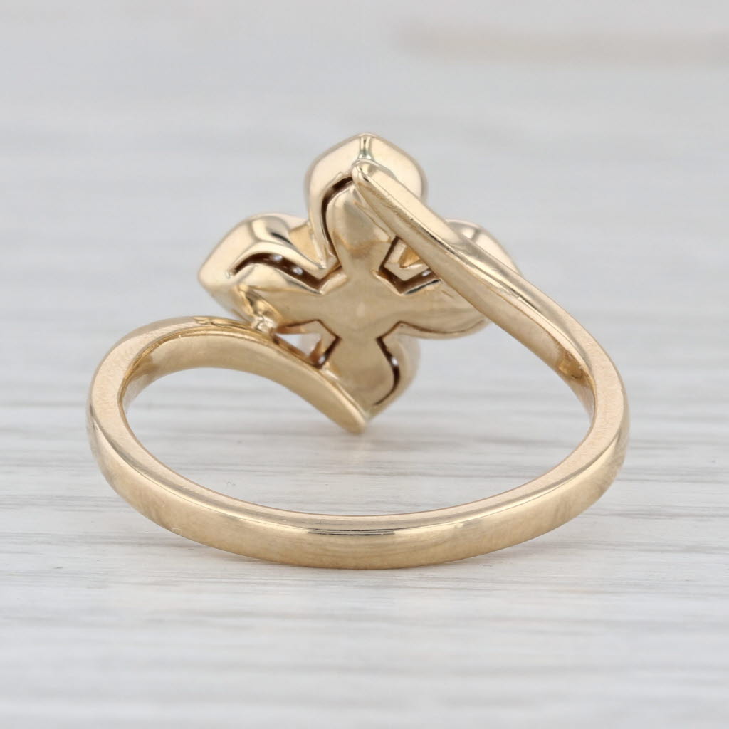 0.24ctw Lab Grown Diamond Flower Bypass Ring 14k Yellow Gold Floral Size 10.5
