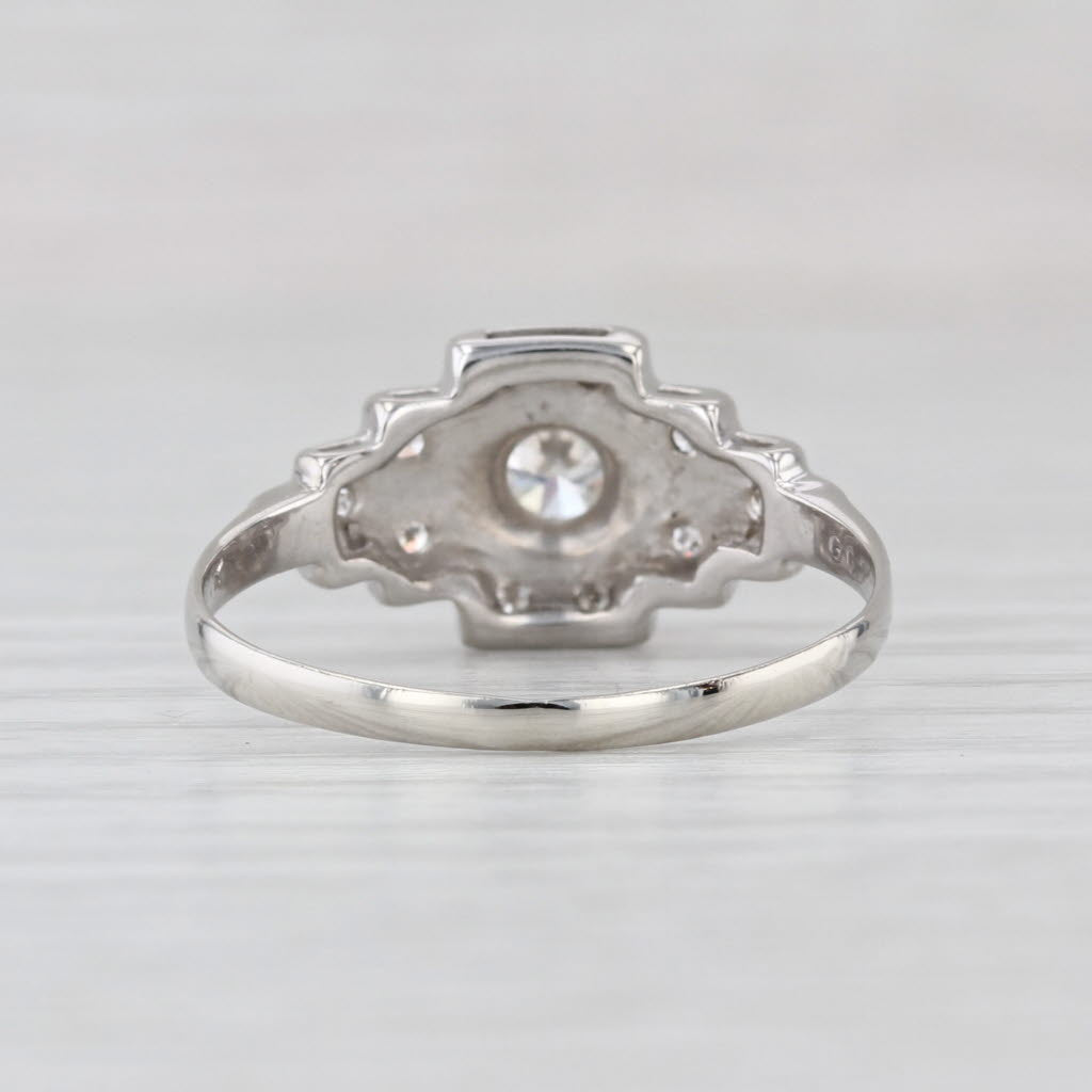 Vintage 0.44ctw Diamond Engagement Ring 14k White Gold Size 9.5