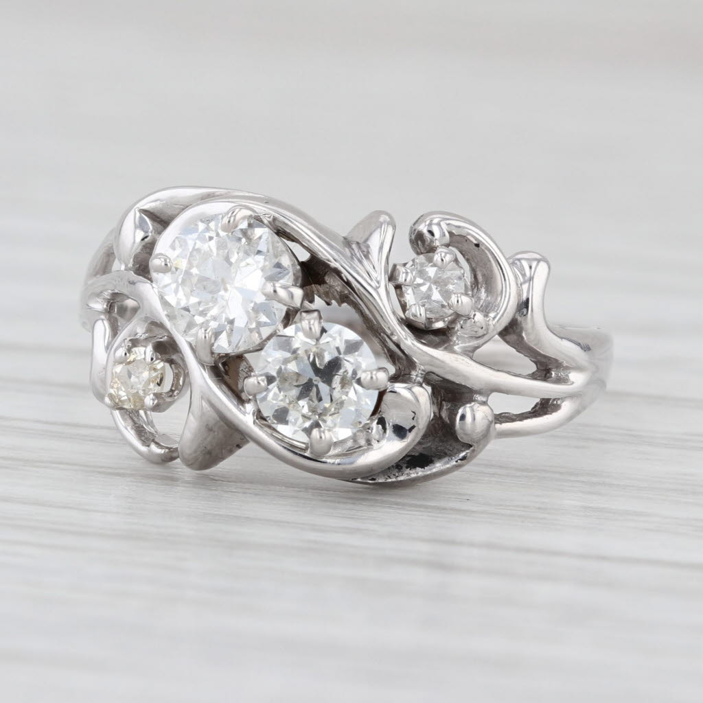 Vintage 0.86ctw Diamond Ring 14k White Gold Size 9 Anniversary