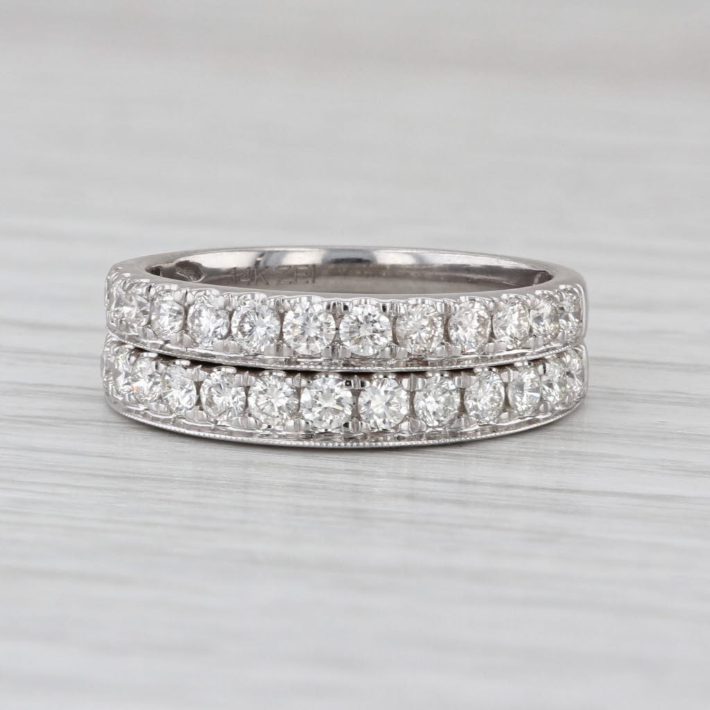 0.87ctw Diamond Wedding Anniversary Stackable Bands 14k White Gold Size 7-7.25