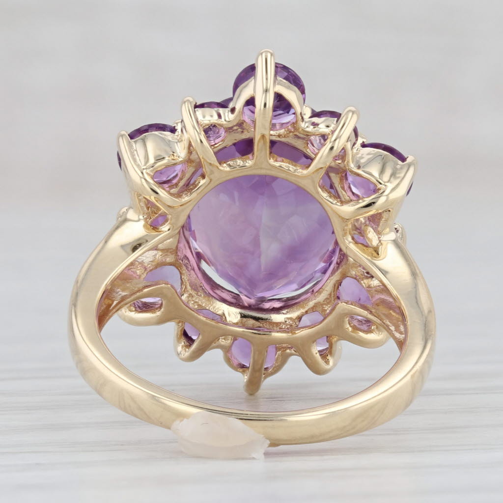 Light Gray 8.20ctw Amethyst Cocktail Ring 14k Yellow Gold Size 6.5