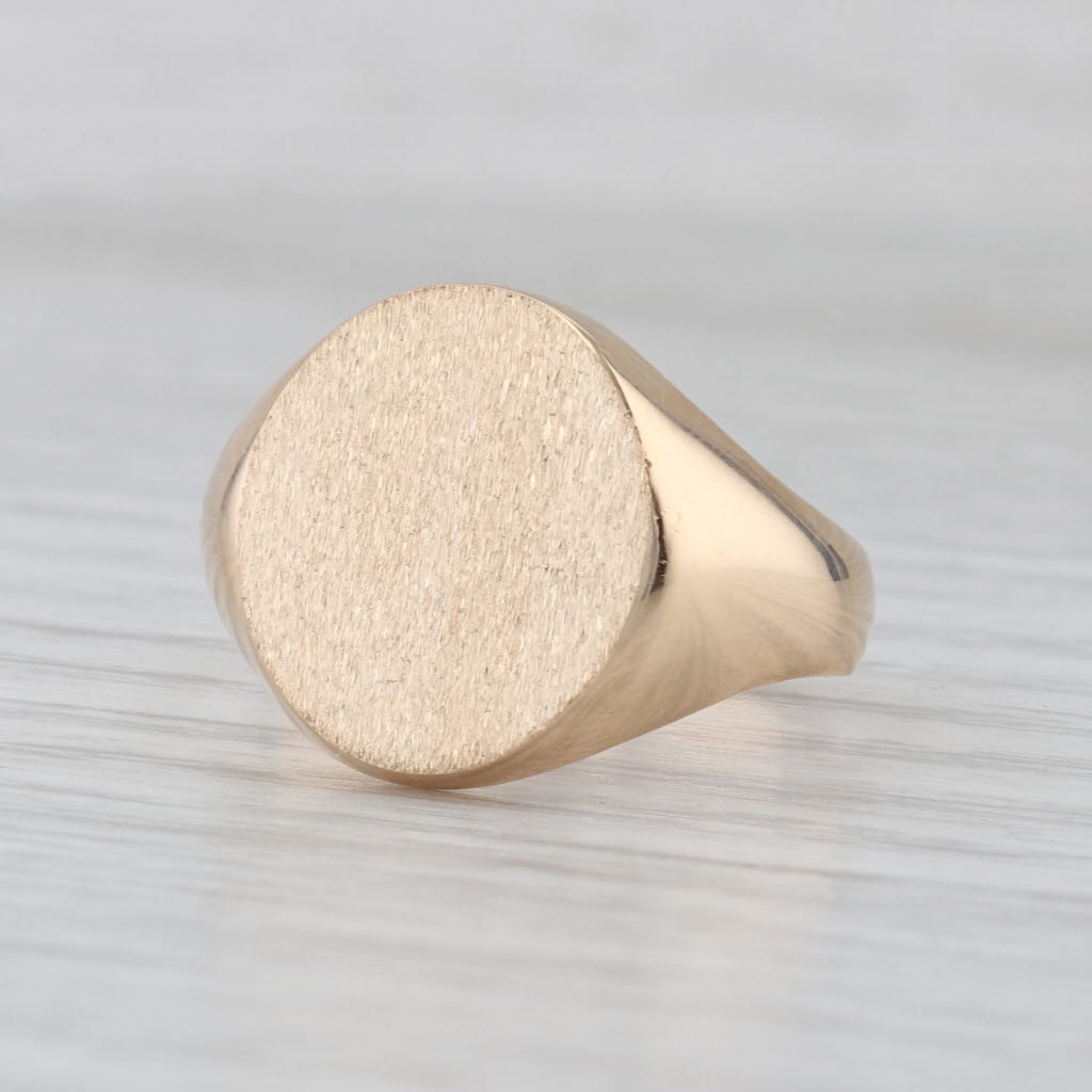 Engravable Signet Ring 14k Yellow Gold Size 10 Vintage Church & Co Die Struck