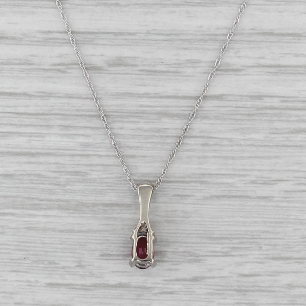 0.58ctw Ruby Diamond Pendant Necklace 14k White Gold 18" Rope Chain