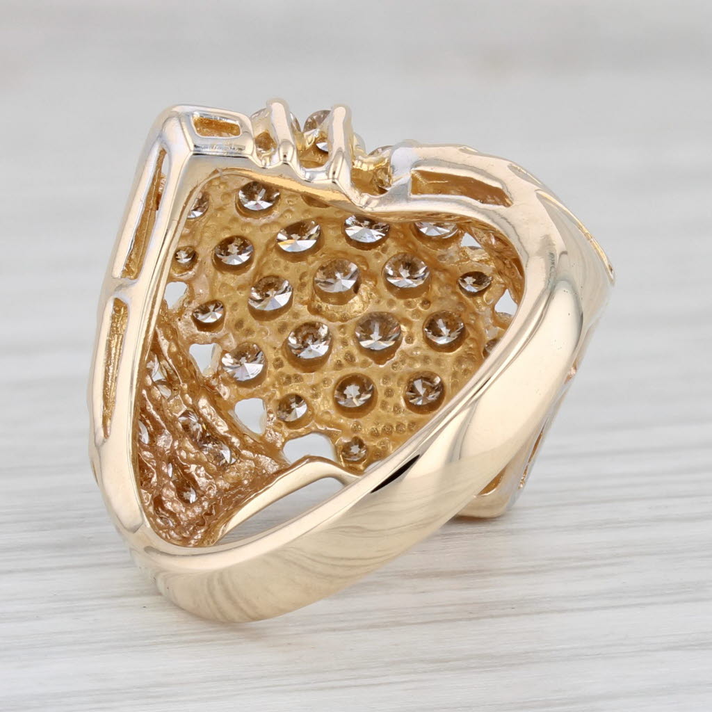 Light Gray 1.40ctw Diamond Cluster Cocktail Ring 10k Yellow Gold Size 6.75