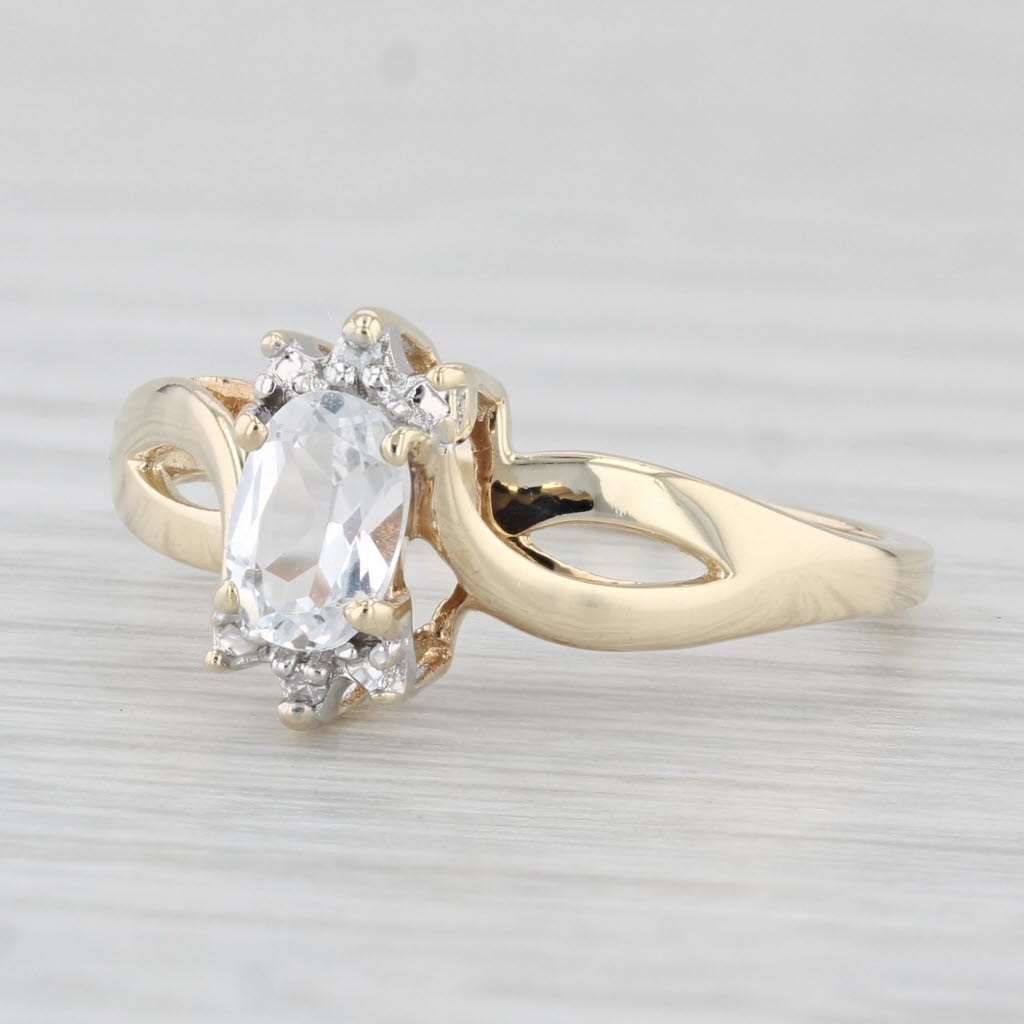 Light Gray 0.50ct Oval Colorless White Topaz Diamond Ring 10k Yellow Gold Size 7