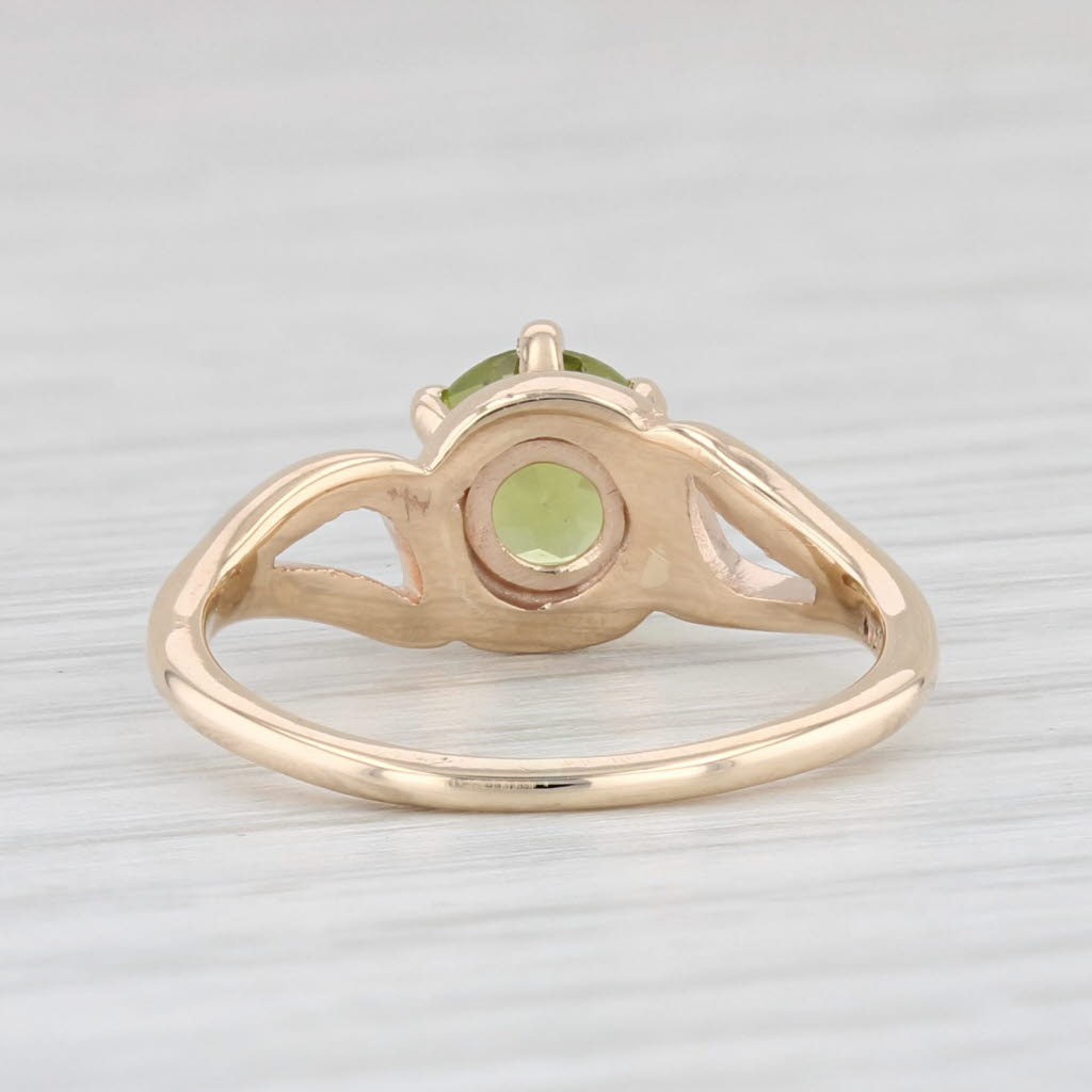 Light Gray 0.85ct Round Peridot Solitaire Ring 10k Yellow Gold Size 5.5 Church & Co Vintage