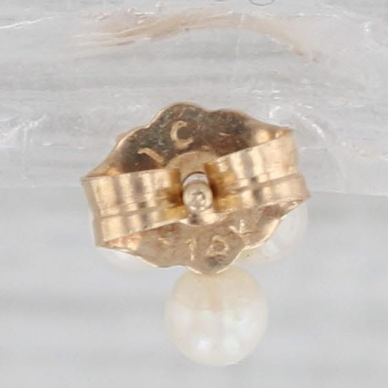 Small Cultured Stud Earrings 14k Yellow Gold Little Flower Studs