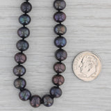 Cultured Freshwater Black Pearl Bead Strand Necklace 14k Gold 16.75"