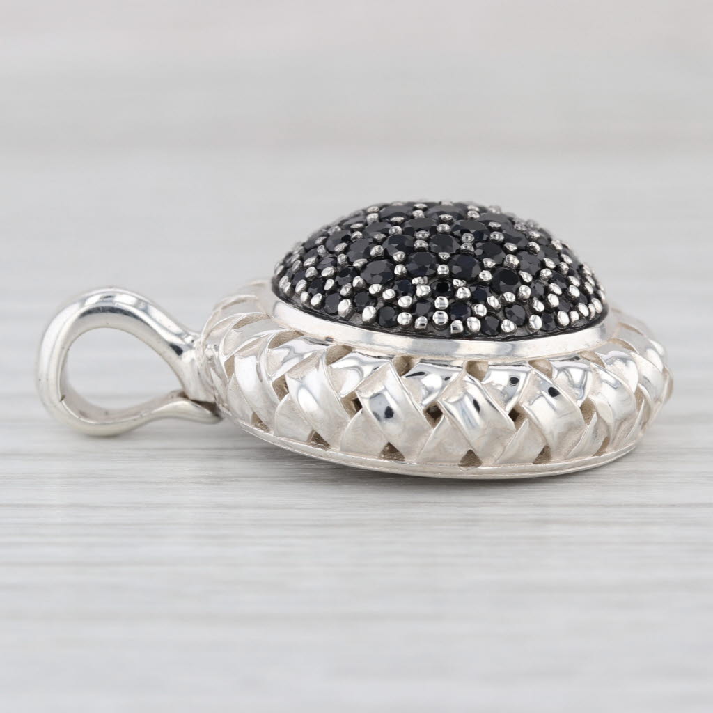 Slane & Slane 2.70ctw Pave Sapphire Basketweave Enhancer Pendant Sterling Silver