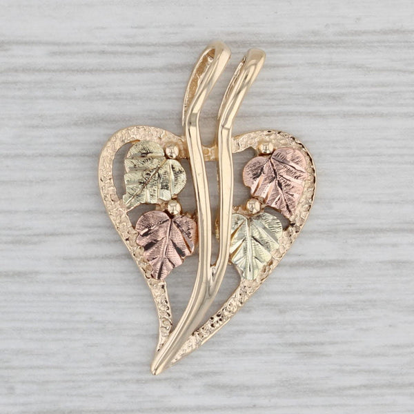 Coleman Co Black Hills Gold Leaf Heart Pendant 10k Yellow Rose Green Gold
