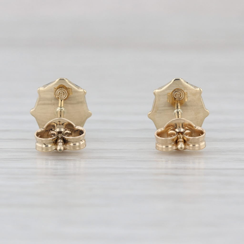 Blue Ladybug Stud Earrings 14k Yellow Gold Resin Small Studs Good Luck