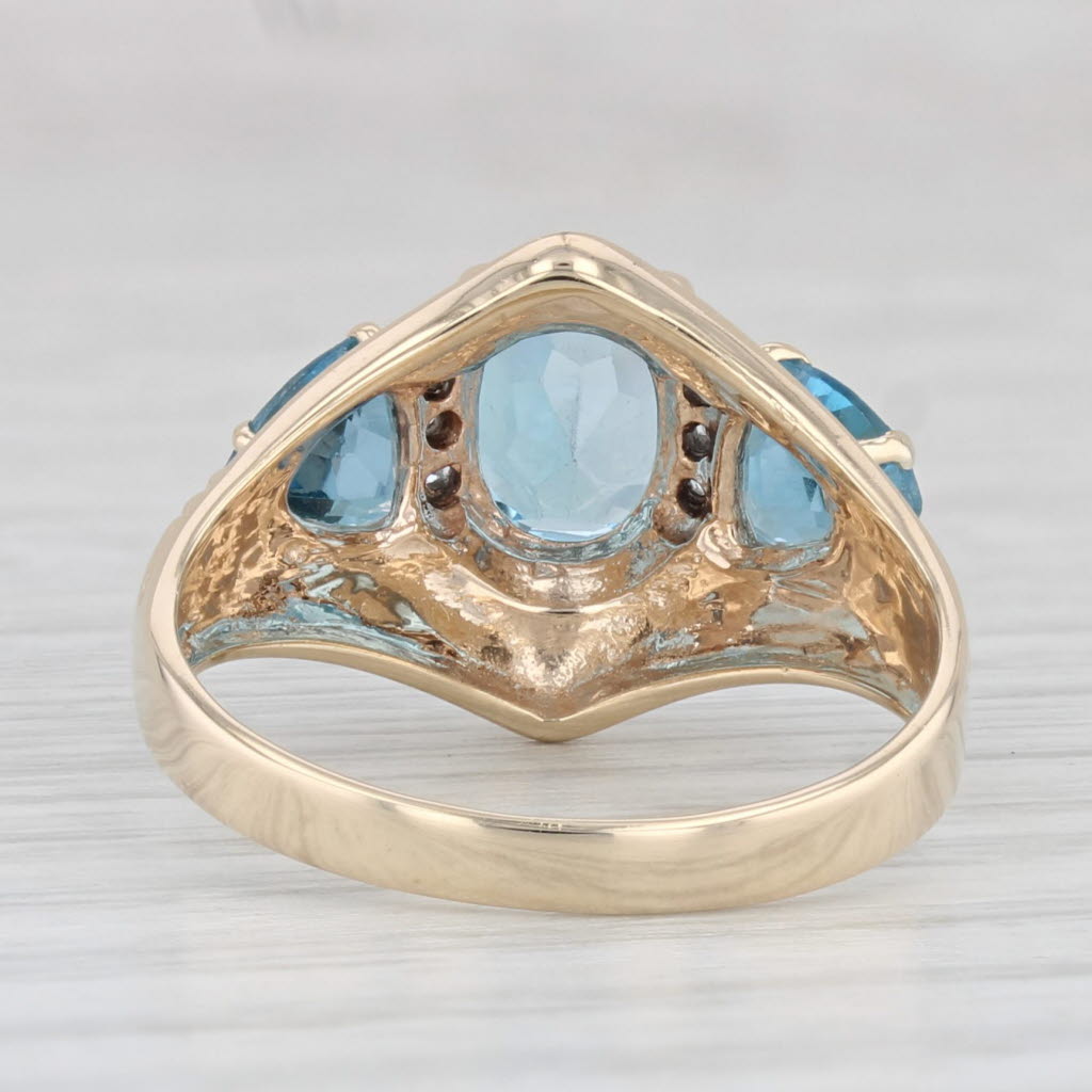 Light Gray 2.95ctw Blue Topaz Diamond Ring 10k Yellow Gold Size 7.75