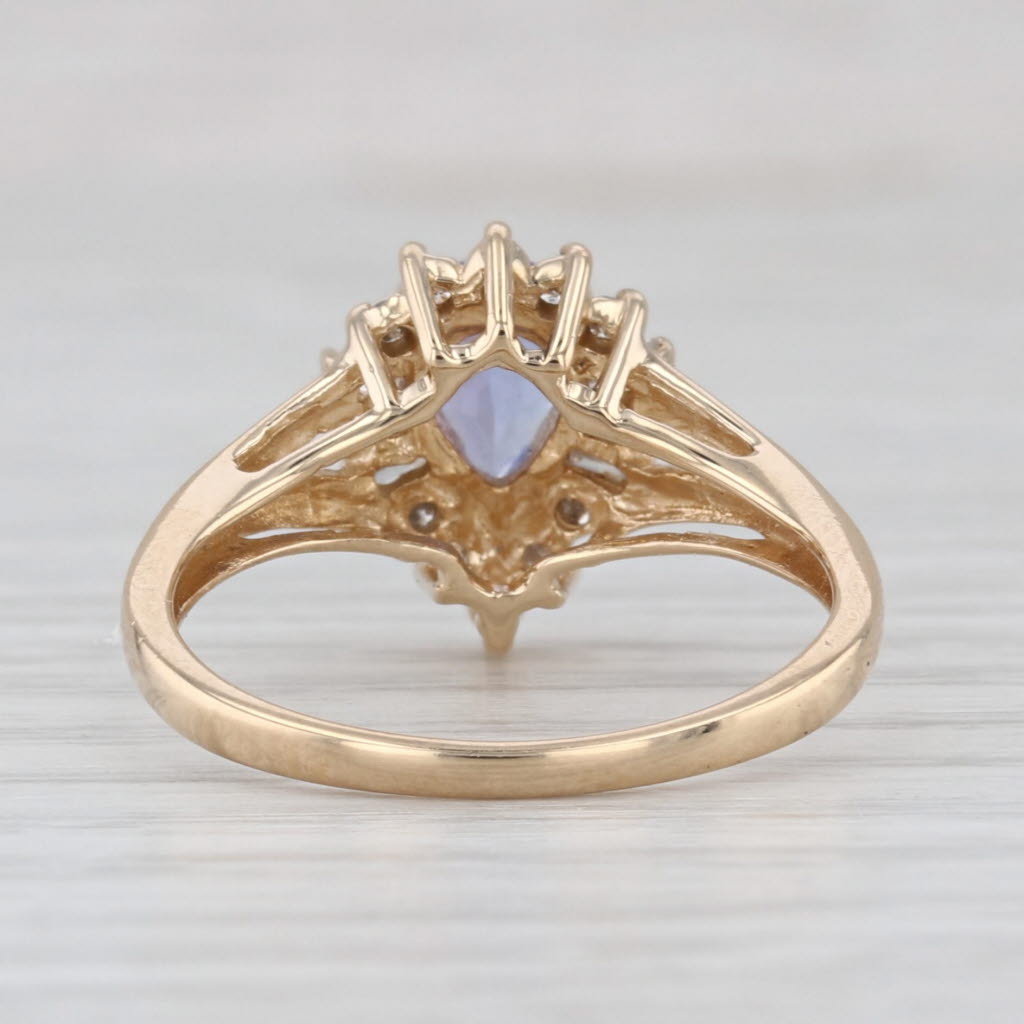 0.96ctw Pear Tanzanite Diamond Halo Ring 14k Yellow Gold Size 7 Engagement