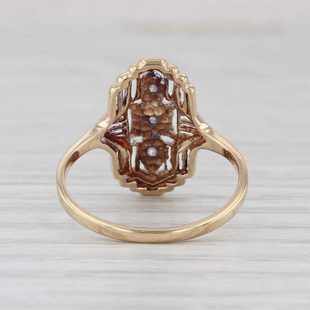 Vintage Diamond Filigree Ring 10k White Yellow Gold Size 6.5