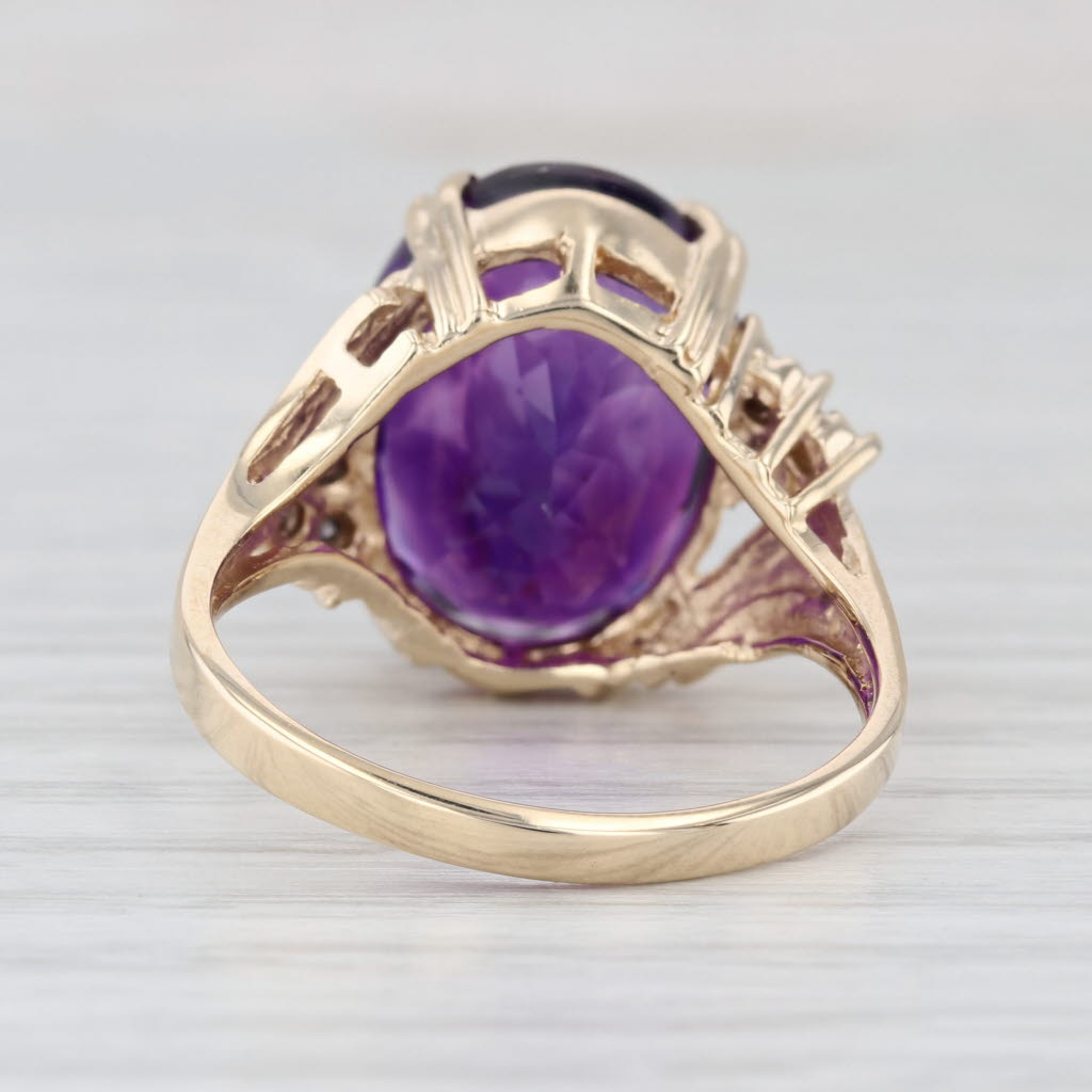 10.22ctw Oval Amethyst Diamond Ring 10k Yellow Gold Size 10