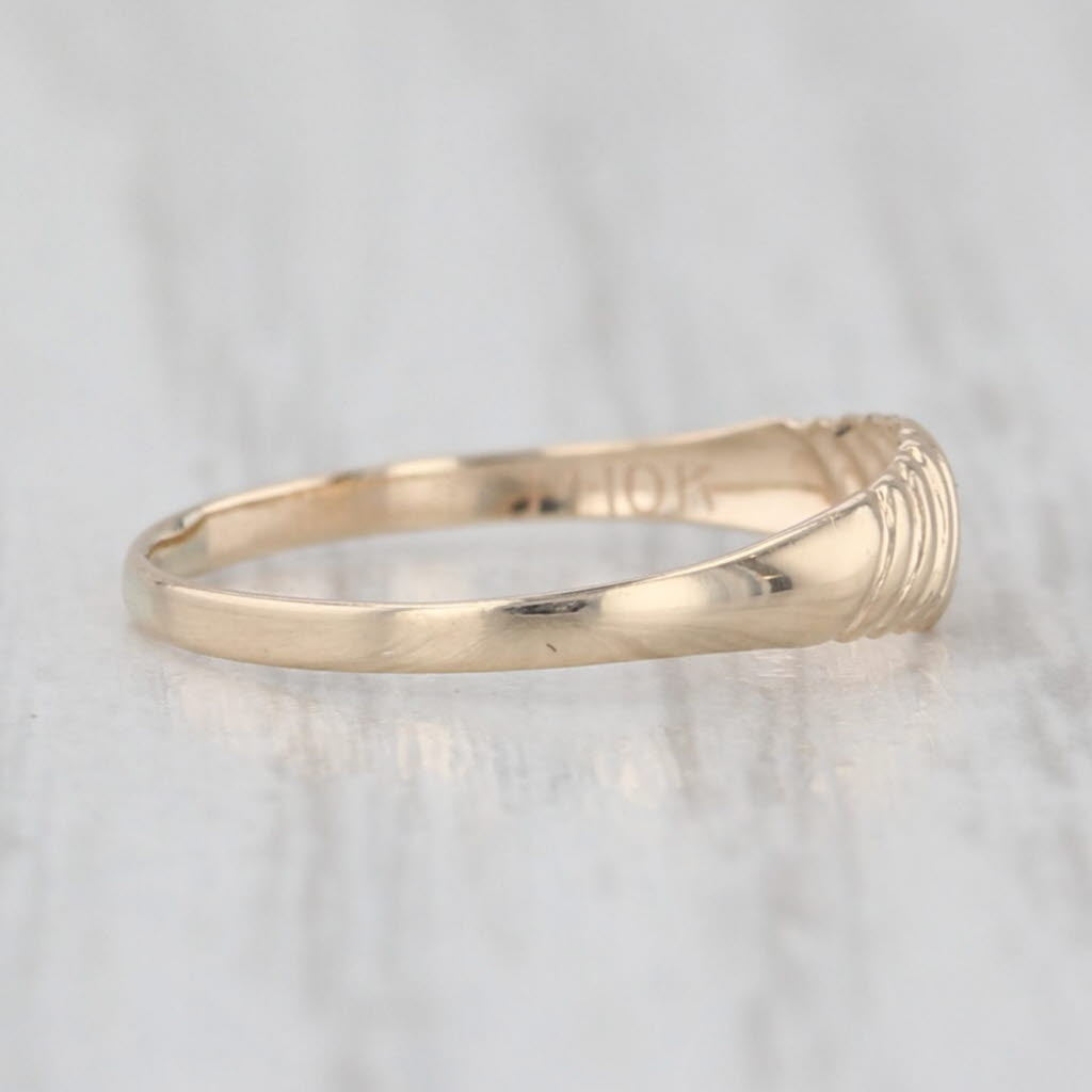 Vintage Small Size Scalloped Baby Ring 10k Yellow Gold Keepsake Band Size 1