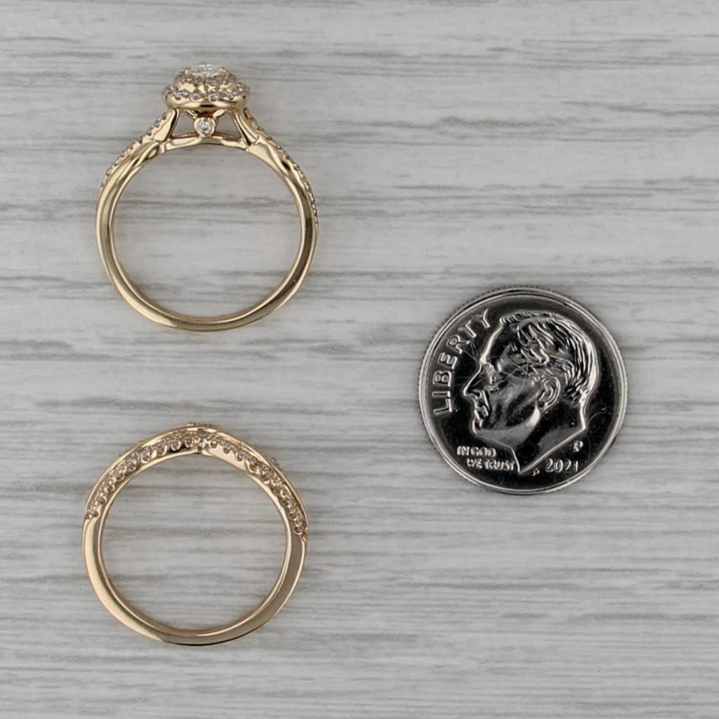 0.65ctw Pear Diamond Halo Engagement Ring Wedding Band Bridal Set 14k Gold