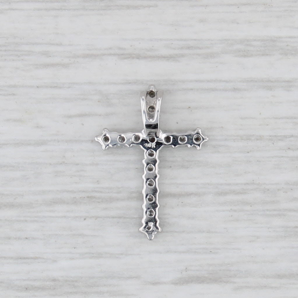 0.22ctw Diamond Cross 14k White Gold Small Drop