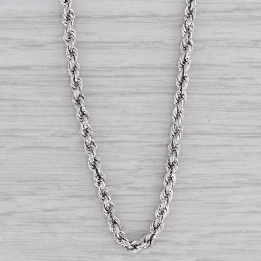 Gray Rope Chain Necklace 14k White Gold 18" 2.9mm