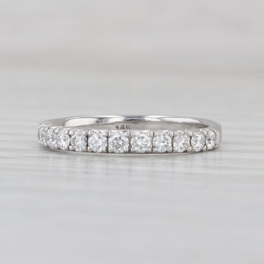 0.48ctw Diamond Wedding Band 14k White Gold Size 5 Stackable Anniversary Band