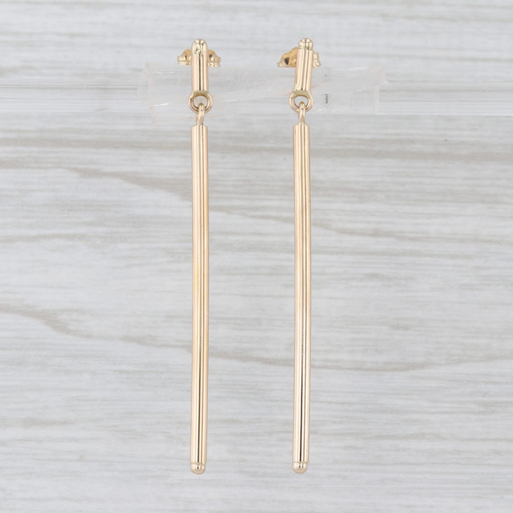 Bar Dangle Drop Earrings 14k Yellow Gold Pierced Dangles