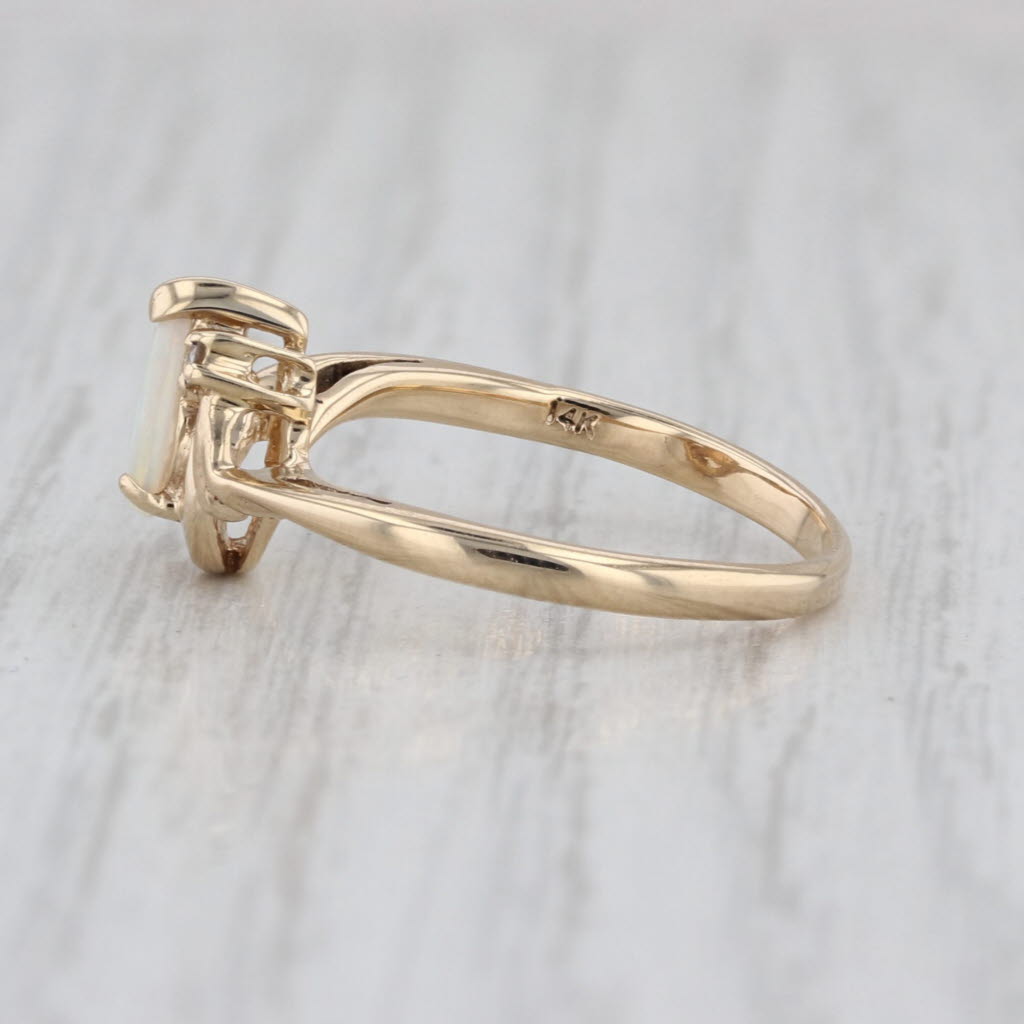 Pear Opal Diamond Bypass Ring 14k Yellow Gold Size 7
