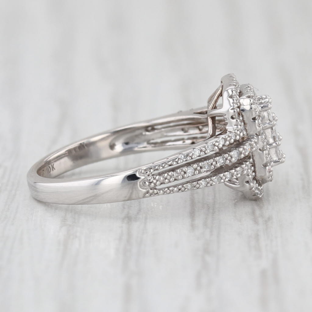 0.30ctw Diamond Cluster Halo Ring 10k White Gold Size 7.25