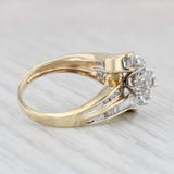 Light Gray 1.10ctw Diamond Cluster Bypass Ring 10k Yellow Gold Size 6
