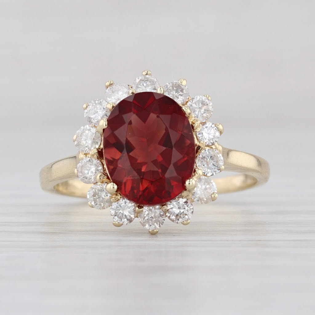3.05ctw Red Andesine Diamond Halo Ring 14k Yellow Gold Size 9