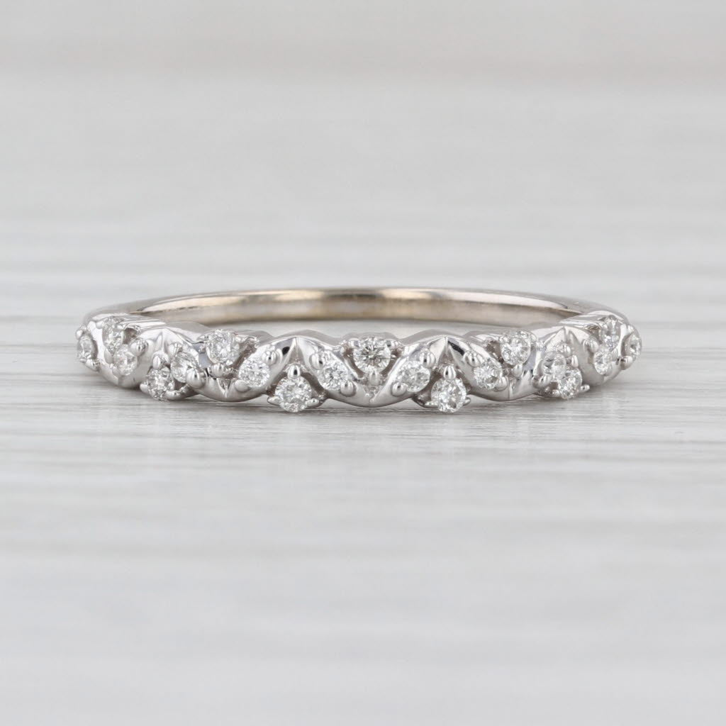 0.15ctw Diamond Wedding Band 14k White Gold Size 7 Stackable Ring