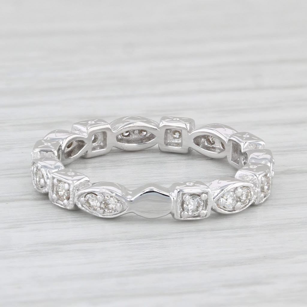 Light Gray 0.28ctw Diamond Eternity Band 14k White Gold Size 5 Stackable Wedding Ring