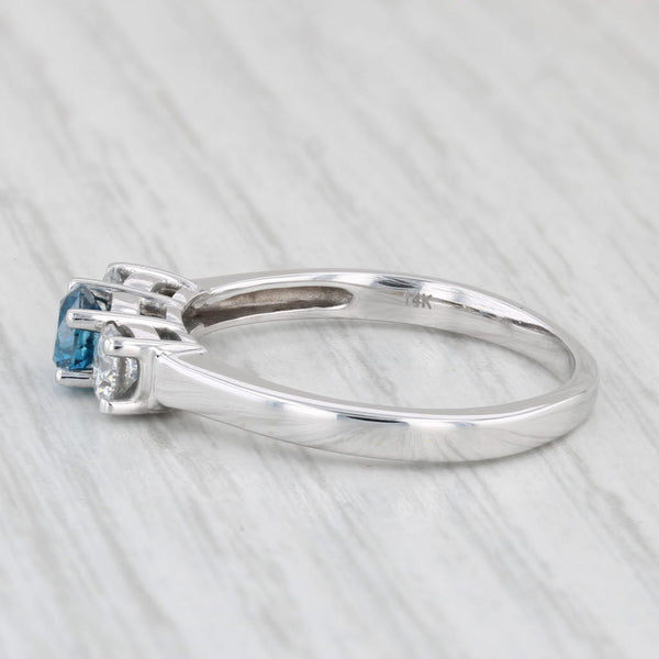 1ctw Round Blue White Diamond 3-tone Engagement Ring 14k White Gold Size 8.5