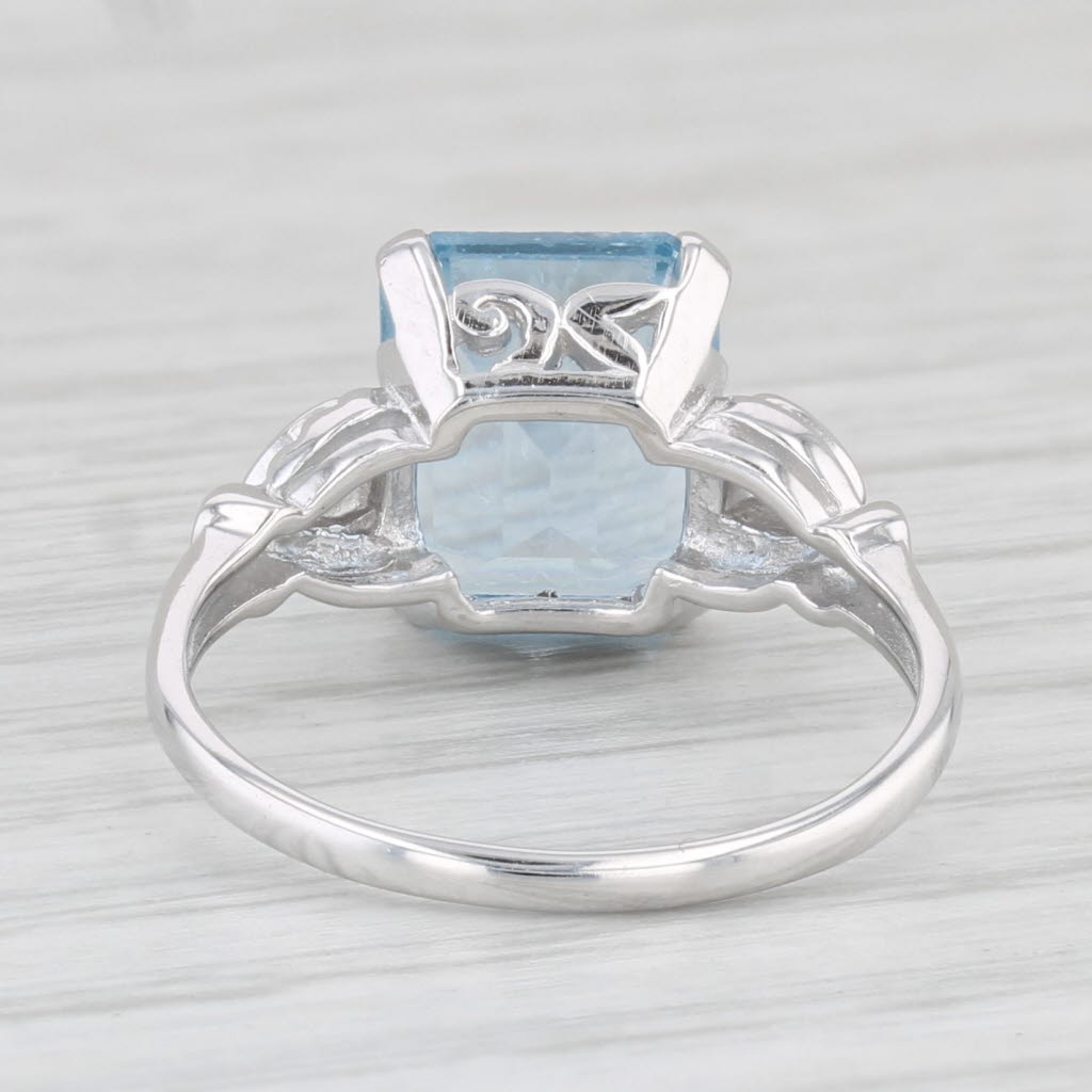 Light Gray Lab Created Blue Spinel Diamond Ring 10k White Gold Size 6