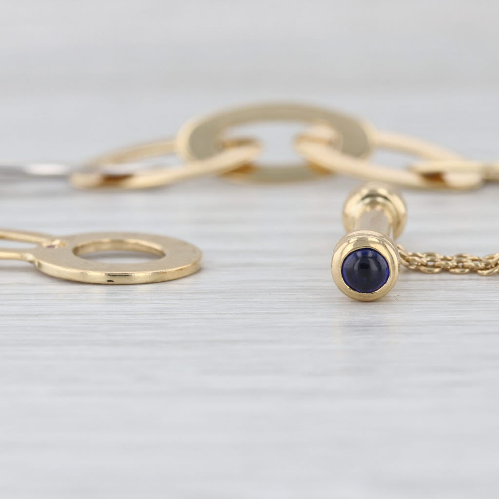 Roberto Coin Chic & Shine Sapphire Toggle Bracelet 18k Gold 7" Oval Links