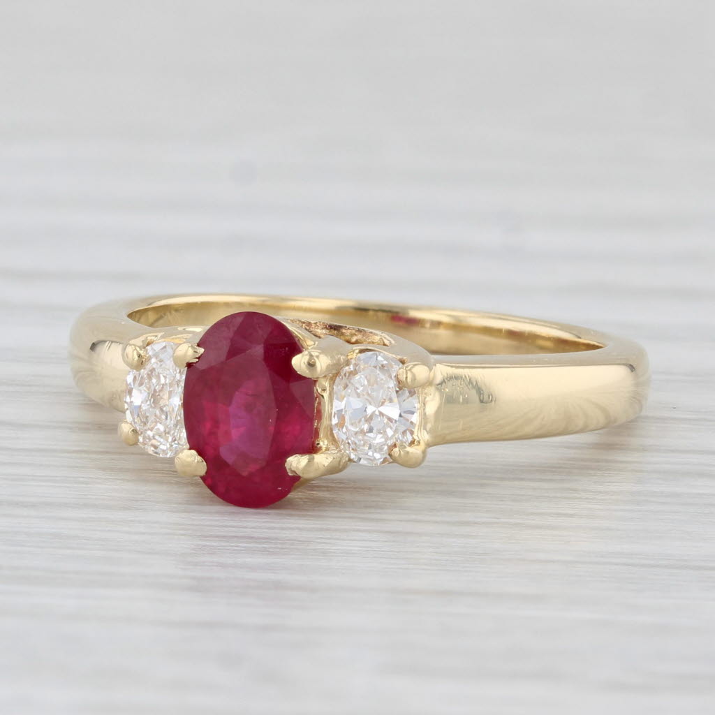 Light Gray 1.18ctw Oval Ruby Diamond Ring 18k Yellow Gold Size 7 Engagement GIA