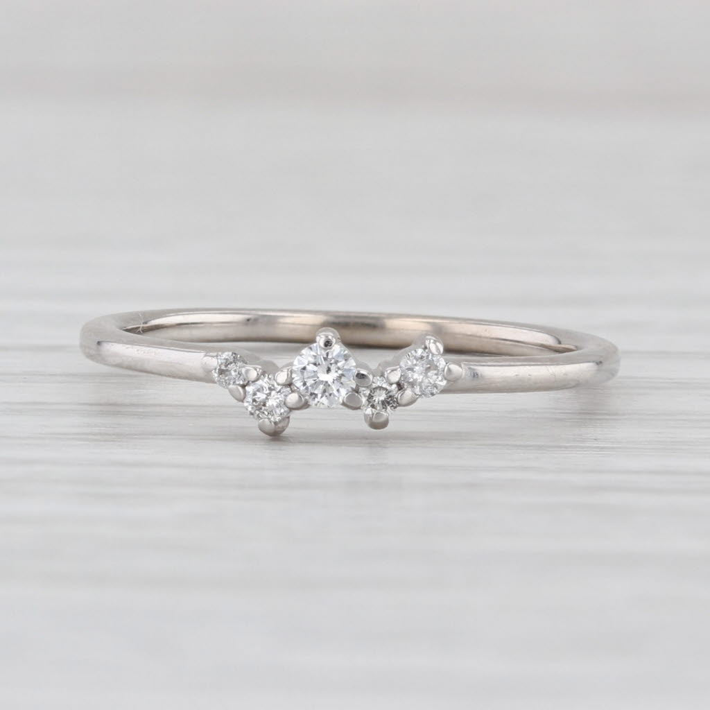 0.10ctw Diamond Band 10k White Gold Size 7 Stackable Ring