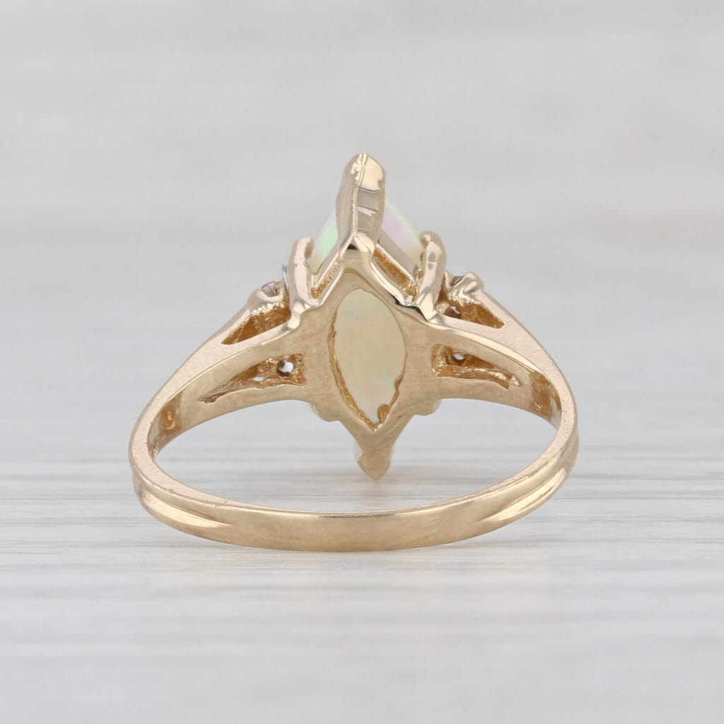 Opal Cabochon 0.10ctw Diamond Ring 14k Yellow Gold Size 7