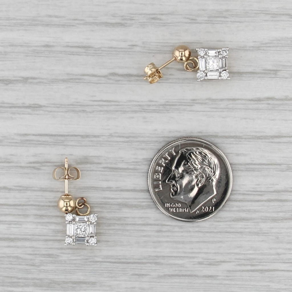 0.73ctw Diamond Dangle Earrings 14k Yellow Gold Pierced Drops