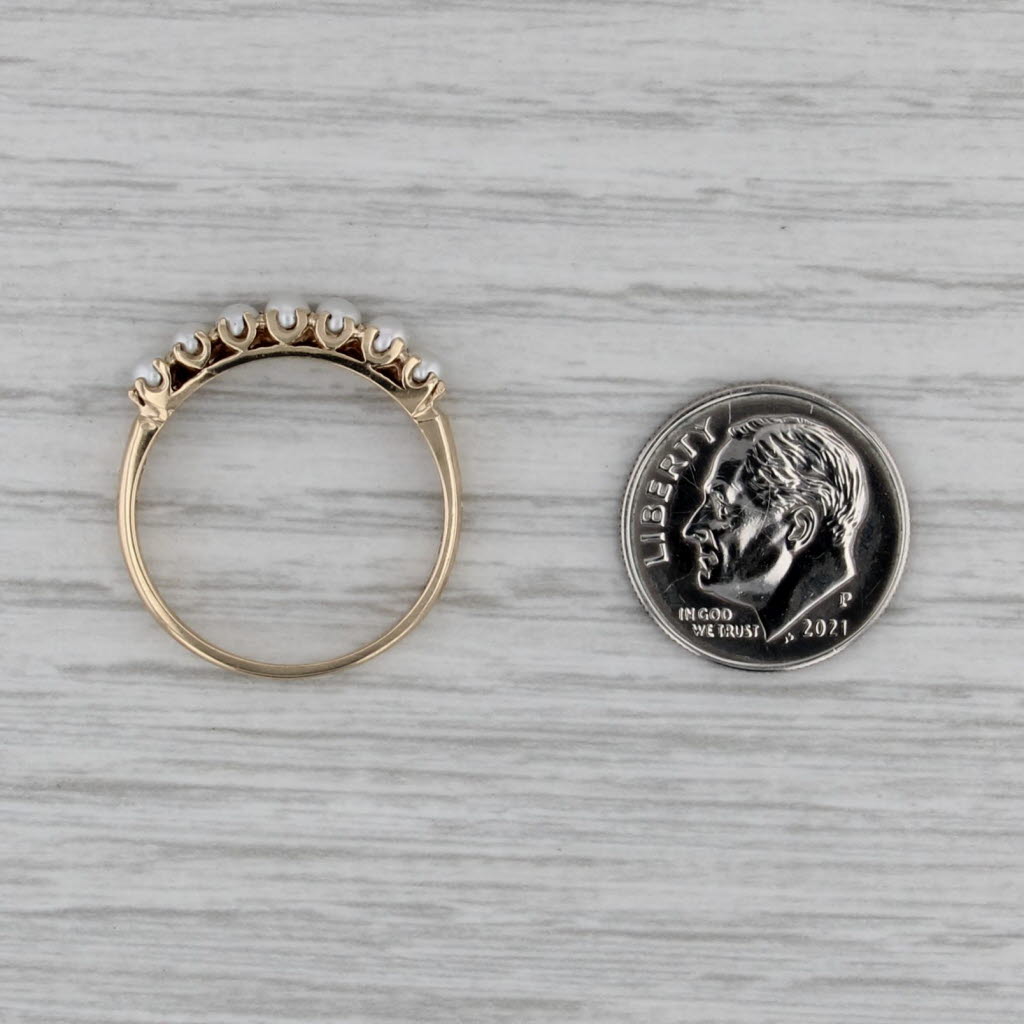 Vintage Cultured Pearl Ring 10k Gold Size 8.75 Stackable Bridal Anniversary