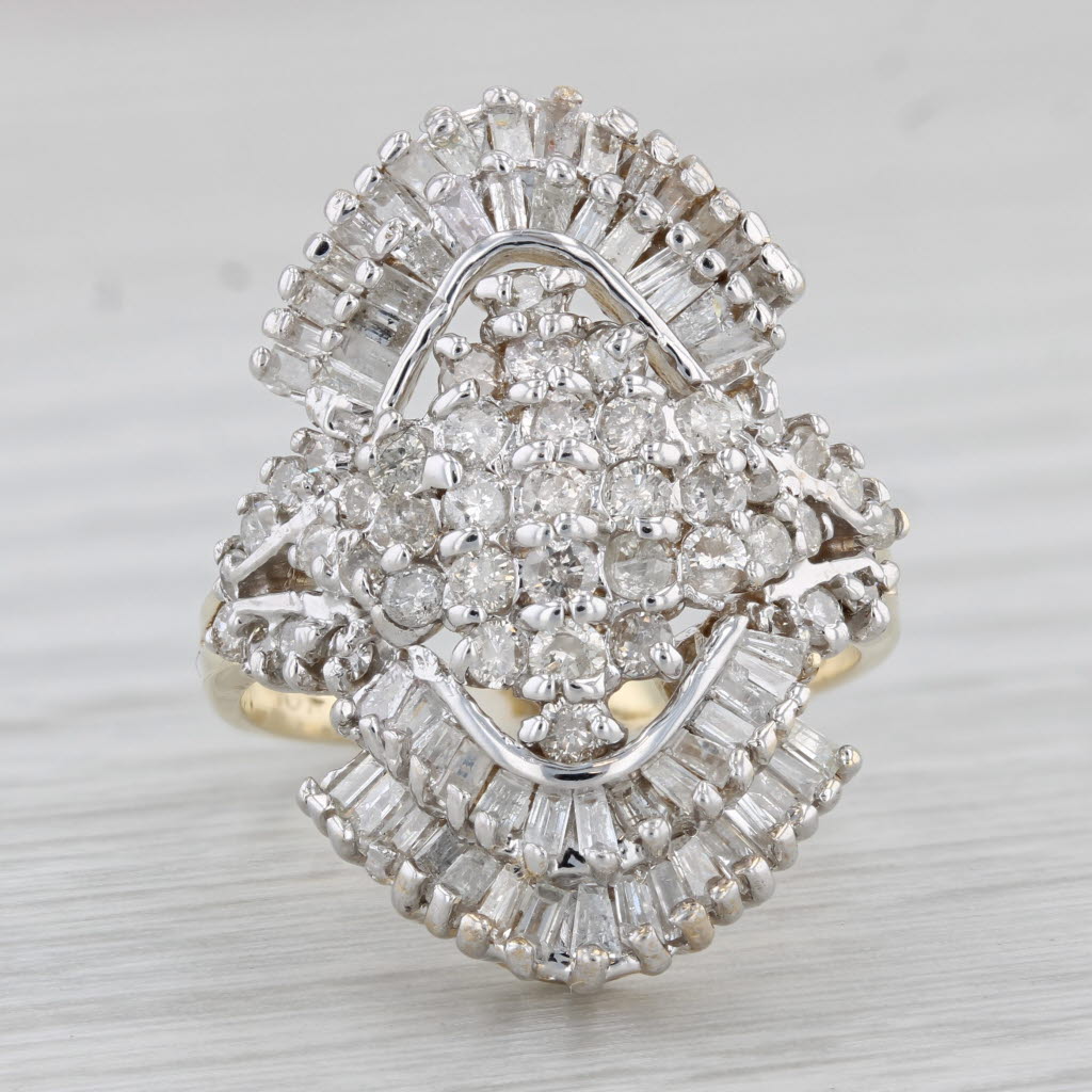 Gray 1.82ctw Diamond Cocktail Cluster Ring 10k Gold Size 7.5