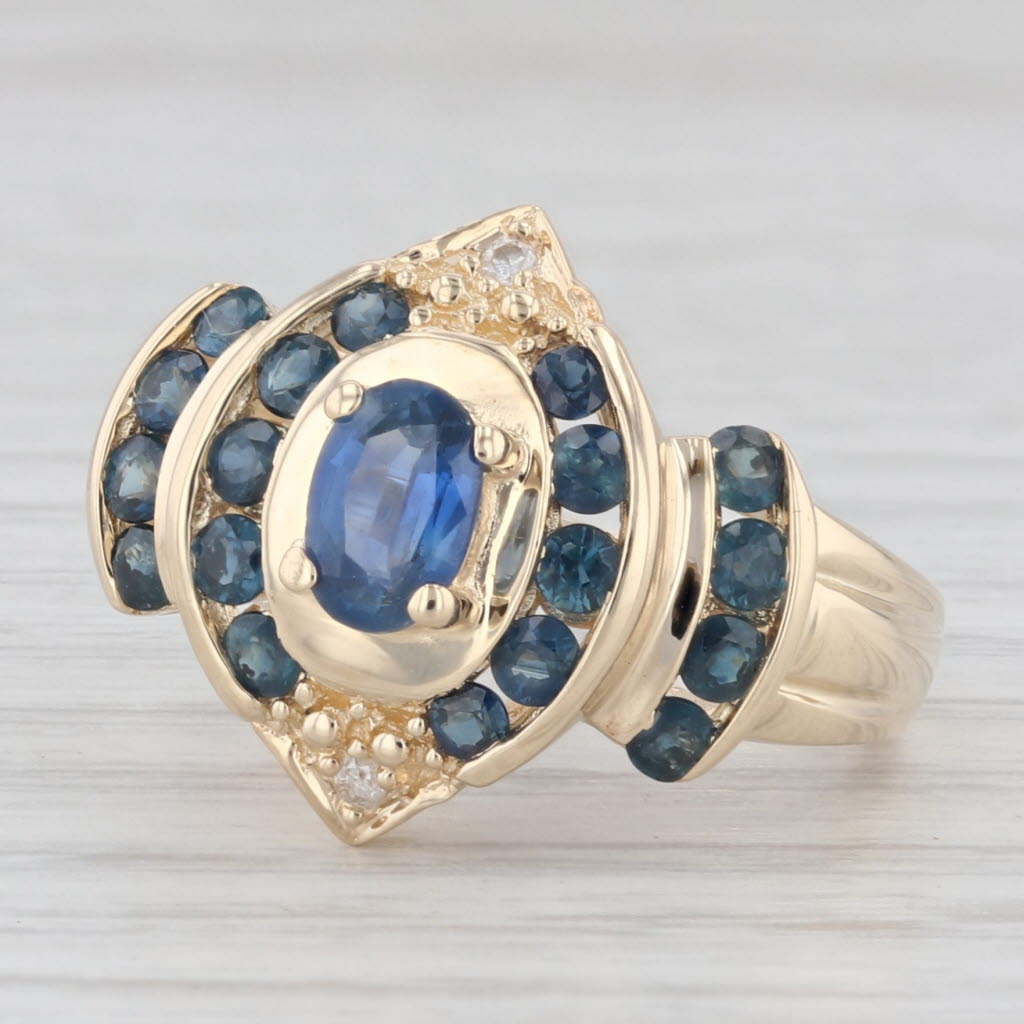 Light Gray 1.42ctw Blue Sapphire Diamond Ring 14k Yellow Gold Size 6.25