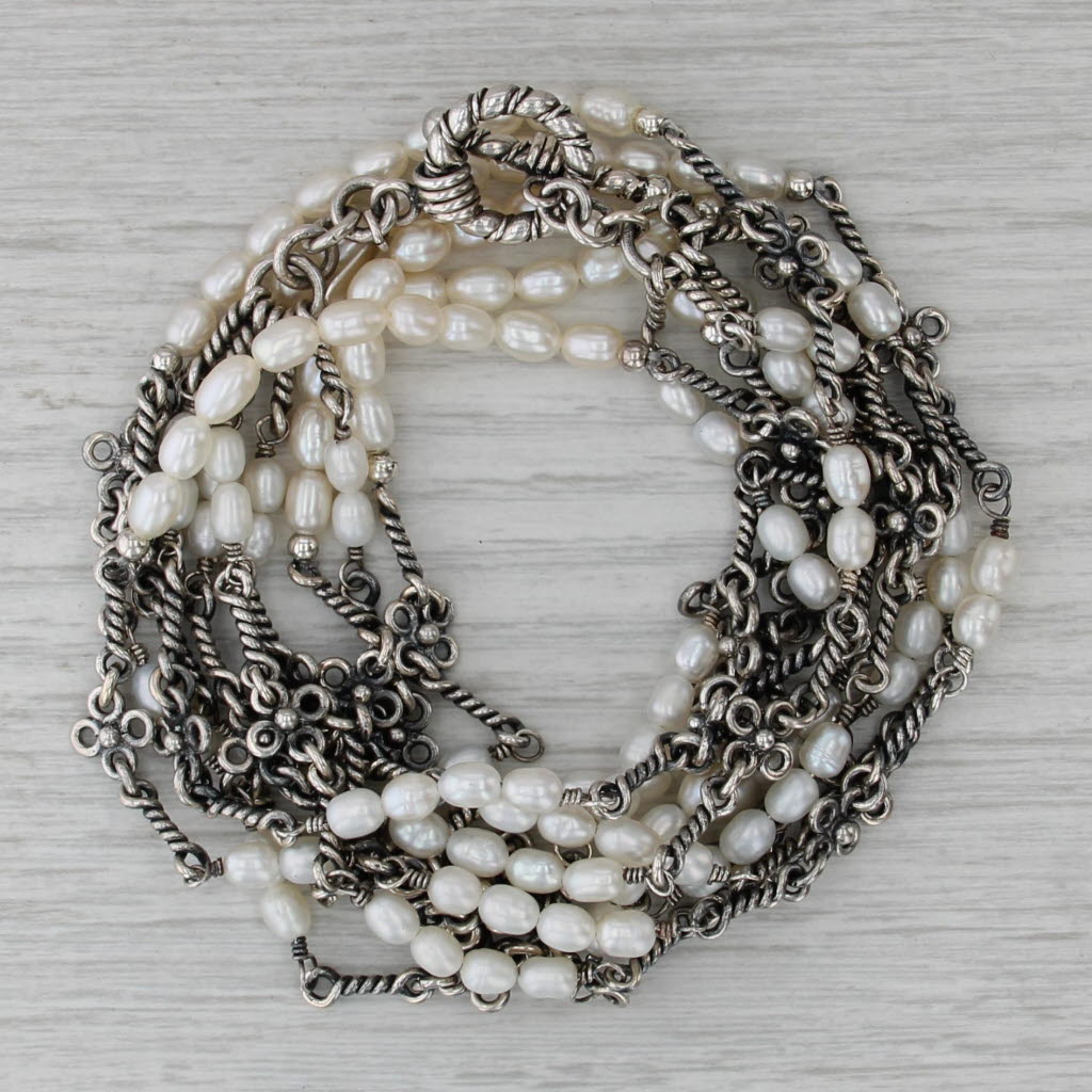 Silpada Cultured Pearl Multistrand Necklace Sterling Silver 16.5" N1214