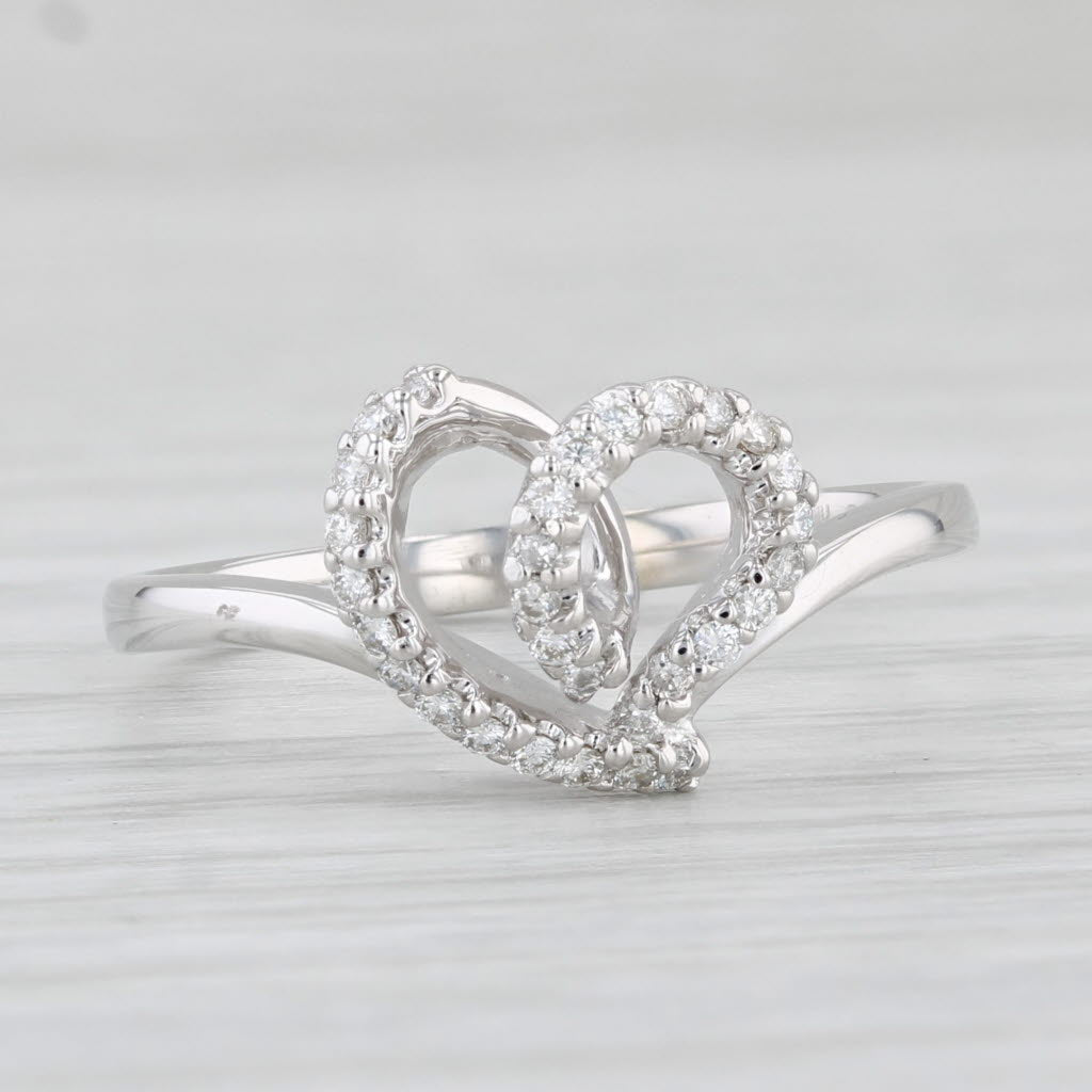 Light Gray Piero Milano Diamond Heart Swirl Ring 18k White Gold with Box Size 7