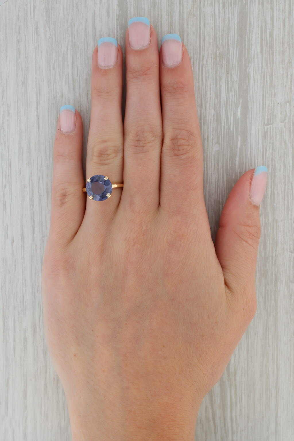 Rosy Brown 5.40ct Lab Created Color Change Sapphire Ring 14k Gold Size 6.5 Round Solitaire