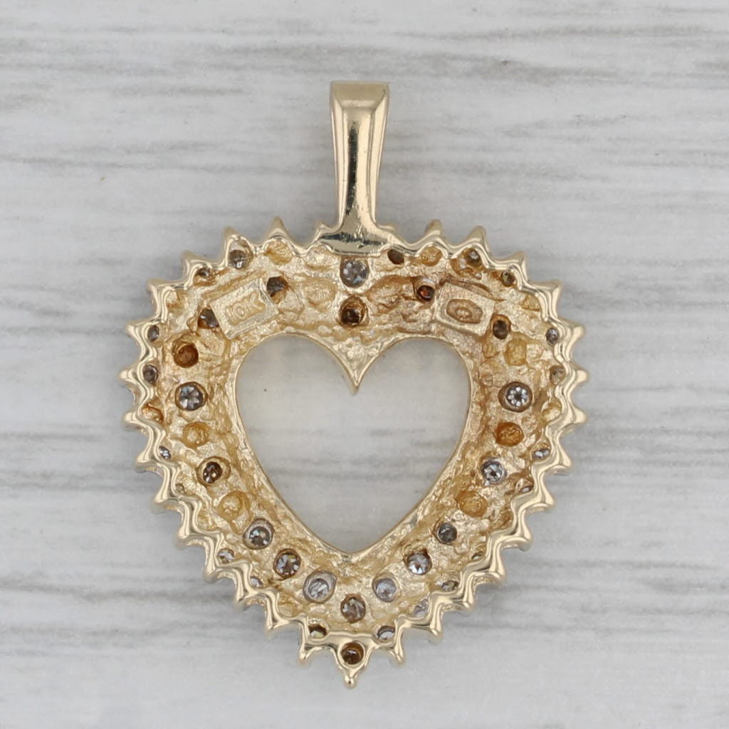 Gray 0.20ctw Pave Diamond Open Heart Pendant 10k Yellow White Gold