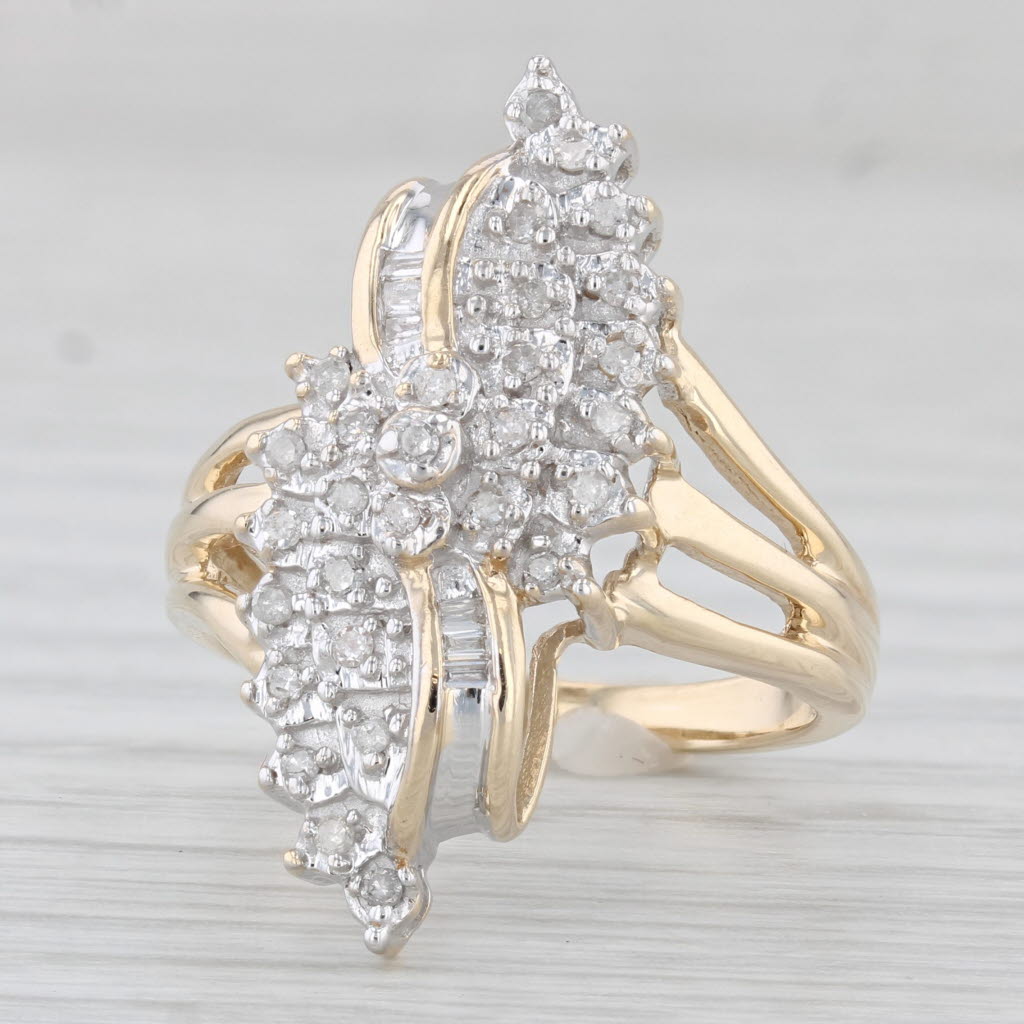 Light Gray 0.22ctw Diamond Cluster Ring 10k Yellow Gold Size 7.5 Cocktail