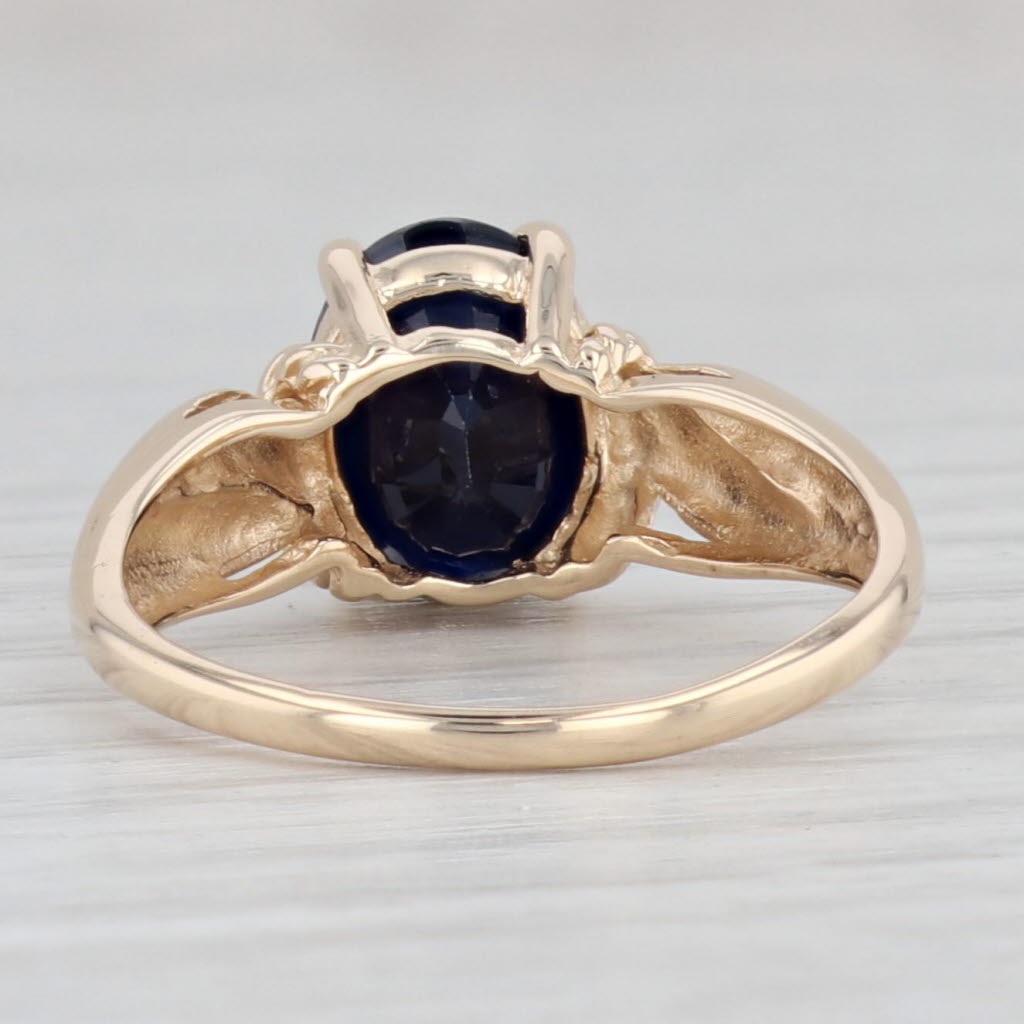 Light Gray 2.60ct Oval Solitaire Blue Sapphire Ring 14k Yellow Gold Size 6